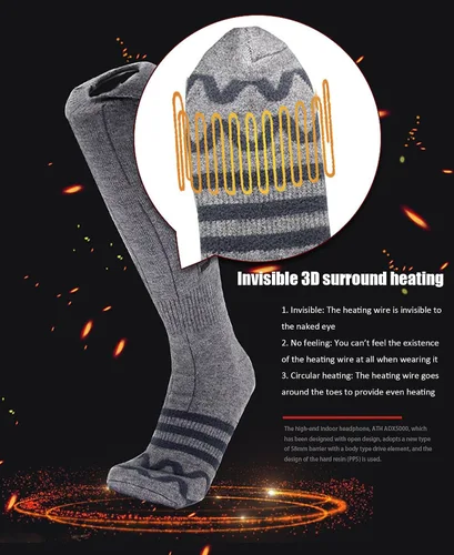 Vista 4 de Heated Socks for Men Women, 5000mAh Rechargeable Battery Heated Socks, Electric Socks Foot Warmer for Hunting Camping Fishing Riding Skiing Outdoor