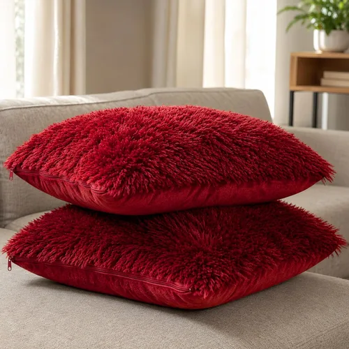 Vista 21 de Cheer Collection Almohadas Decorativas para Sofá y Cama, Almohadas Decorativas Suaves de Pelo Largo con Rellenos Incluidos, Acogedoras Almohadas