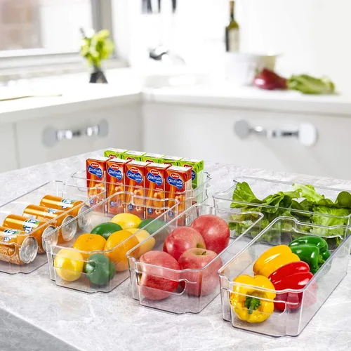 Vista 7 de HOOJO Organizadores de refrigerador y almacenamiento - 10 contenedores de plástico transparente para refrigerador, congelador, armario de cocina