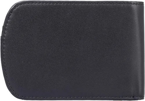 Vista 9 de Cartera plegable de bolsillo frontal con bloqueo RFID de cuero italiano real de Polare ORIGINAL, delgada y curva para hombre, Negro, Pequeña