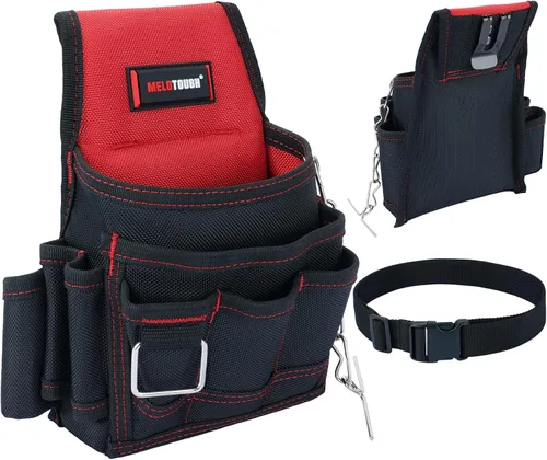 Vista 9 de MELOTOUGH Bolsa de herramientas para electricista, bolsas para cinturón de herramientas, múltiples bolsillos, organizador de herramientas para Azul