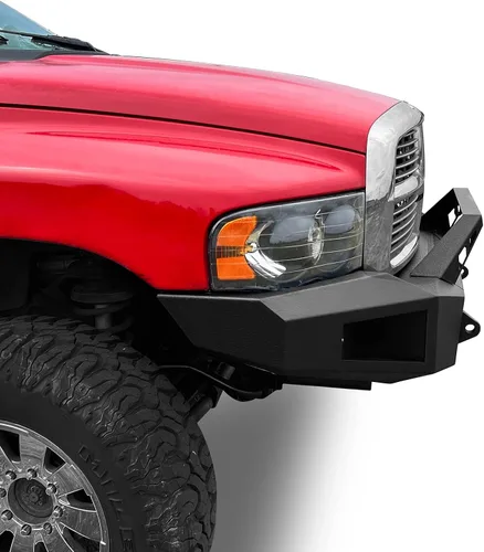 Vista 4 de Hooke Road Ram 2500 Parachoques delantero y trasero de ancho completo con placa de cabrestante para Dodge Ram 2500 3500 2003 2004 2005 Combo