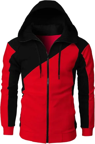 Vista 2 de XDTDRYRYU Sudadera deportiva de manga larga con capucha para hombre, con contraste, para otoño, cárdigan rompevientos #LY042