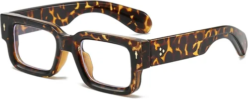 Vista 21 de PORADAY Gafas rectangulares para mujeres y hombres, lentes de luz azul, anteojos cuadrados negros