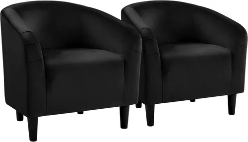 Vista 22 de Yaheetech Sillas de sala de estar, juego de 2 sillas decorativas de terciopelo, acogedoras sillas de barril con acolchado suave para sala de estar