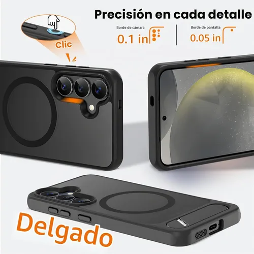 Vista 3 de Hualele - Funda magnética para Samsung Galaxy S24 Plus/S25 Plus con soporte de metal, [compatible con MagSafe]