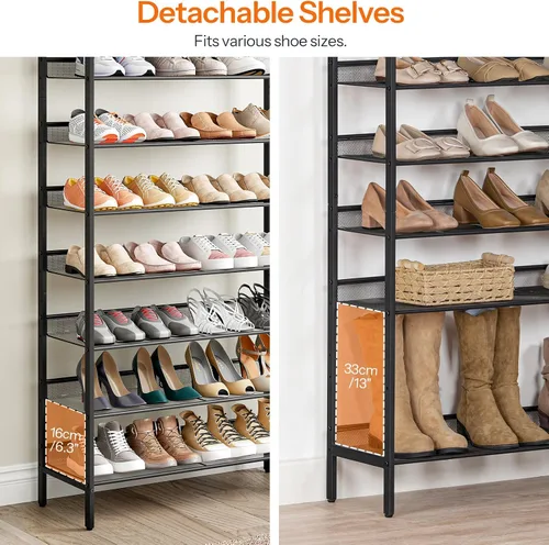 Vista 5 de HOOBRO - Estantería para zapatos de 8 niveles, estante para zapatos de 29.5"L, organizador de almacenamiento de zapatos de gran capacidad para 21-24