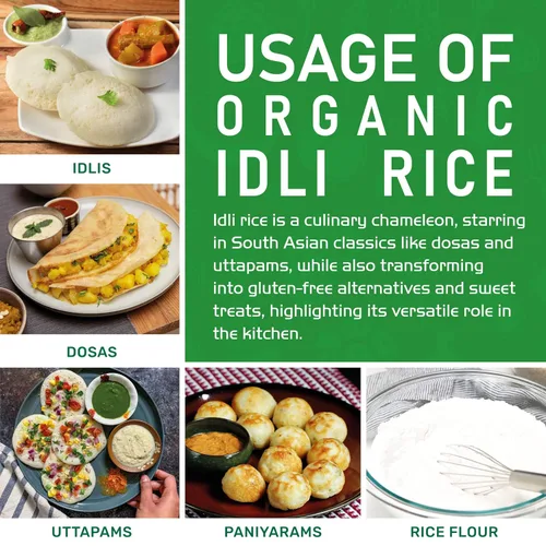 Vista 7 de Jiva Organic Idli Rice - Bolsa de 10 libras, sin OMG, orgánico USDA, vegano, perfecto para Idli y Dosa, arroz parboiled de grano corto