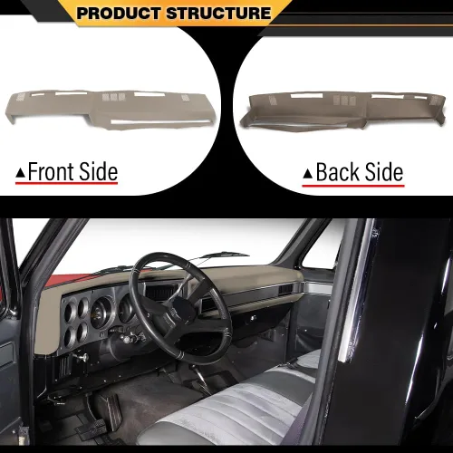 Vista 5 de CNNELL Cubierta de salpicadero compatible con Chevy tamaño completo GMC 1981-1987/compatible con Chevy SUV GMC 1981-1991 cubierta de tablero beige