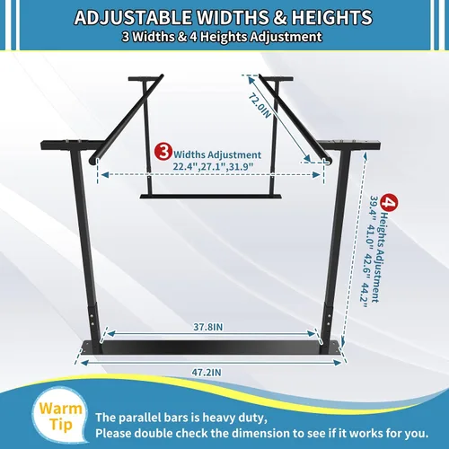 Vista 2 de Barras paralelas de terapia física, barra de asistencia para caminar para problemas de rehabilitación y equilibrio de caminar, altura y ancho