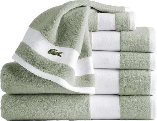 Vista 16 de Lacoste Sport Stripe - Juego de toallas de lujo de algodón (6 piezas) – Hecho con 100% algodón Supima suave, absorbente y de secado rápido, incluye