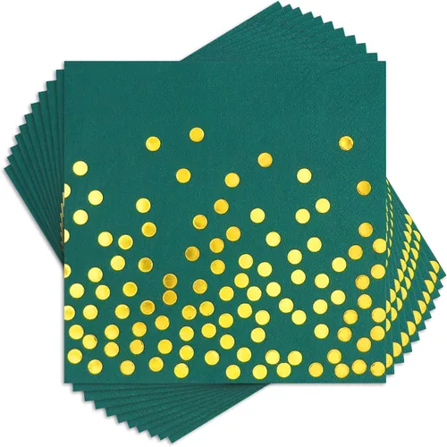 Vista 15 de 100 servilletas de cóctel desechables negras – Servilletas de papel negro y dorado para cumpleaños, boda, aniversario, Año Nuevo, fiesta