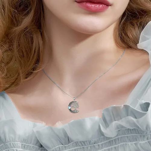 Vista 51 de ONEFINITY Collar de plata de ley 925 con diseño de árbol de la vida con colgante de nudo celta de concha de abulón para mujer