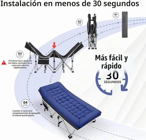 Vista 9 de Fragess - Cunas plegables de camping para adultos, cuna de 28" extra amplia con colchón removible, carga máxima de 600LBS, cunas para dormir
