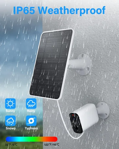 Vista 6 de Panel solar de carga mejorado compatible con Arlo Pro 4, Pro 3, Ultra 2, panel solar de 4 W con cable de carga de 9.8 pies, impermeable IP65