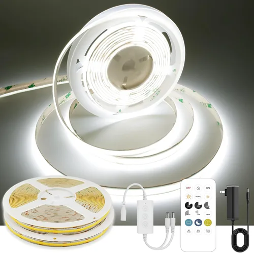 Vista 11 de AXMOTUT Tira de luces LED COB inteligentes de 9.84 pies, 24 V blanco cálido 2700 K, tiras de luz LED regulables, cinta de luz LED de alto brillo
