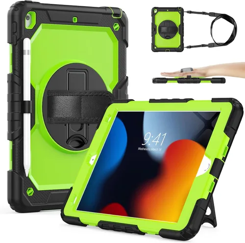Vista 13 de SIBEITU Funda compatible con iPad de 9ª/8ª/7ª generación con protector de pantalla para bolígrafo, funda para iPad de 10.2 pulgadas, funda