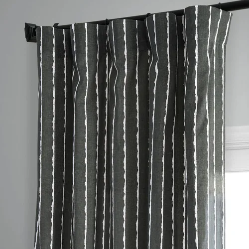 Vista 5 de HPD Half Price Drapes Cortinas abstractas con estampado a rayas de 108 pulgadas de largo, cortinas de algodón de lujo (1 panel), cortinas