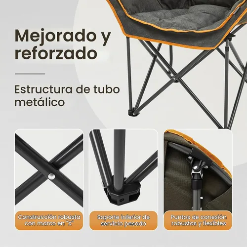 Vista 6 de Silla de campamento cómoda acolchada de gran tamaño para adultos, silla de césped acolchada portátil, (paquete de 2) (naranja)