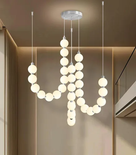Vista 16 de Candelabros modernos LED regulables, bolas de acrílico, iluminación colgante de techo para sala de estar, comedor, dormitorio, luces colgantes