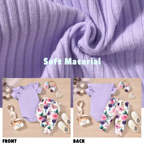 Vista 5 de Aalizzwell Conjunto de pantalones de canalé para bebés y niñas