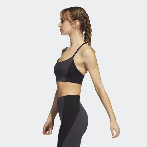 Vista 3 de adidas Sujetador de 3 rayas para mujer Yoga Studio Light Support 4 Elements, Carbon