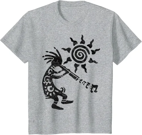 Vista 42 de Native American Kokopelli Musican With Flute 2 - Camiseta divertida para fanáticos, Blanco, S