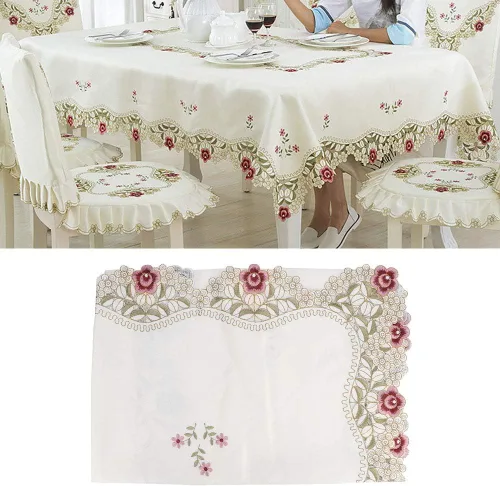 Vista 3 de Mantel a prueba de polvo, mantel rectangular, mantel de estilo europeo para decoración de mesa de comedor y cocina (S), mantel rectangular, mantel a