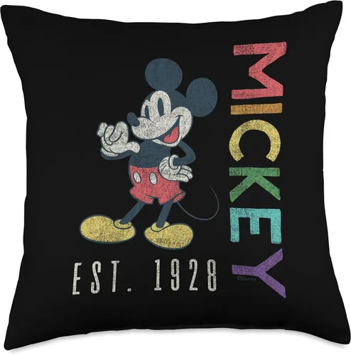 Vista 5 de Disney Mickey Mouse Est 1928 - Cojín con letras arcoíris (16.0 x 16.0 in), multicolor