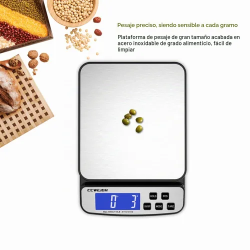 Vista 3 de Báscula digital de envío de 110 libras x 0.1 onzas con función de mantenimiento/contaje/tara, plataforma de acero inoxidable, pequeña báscula
