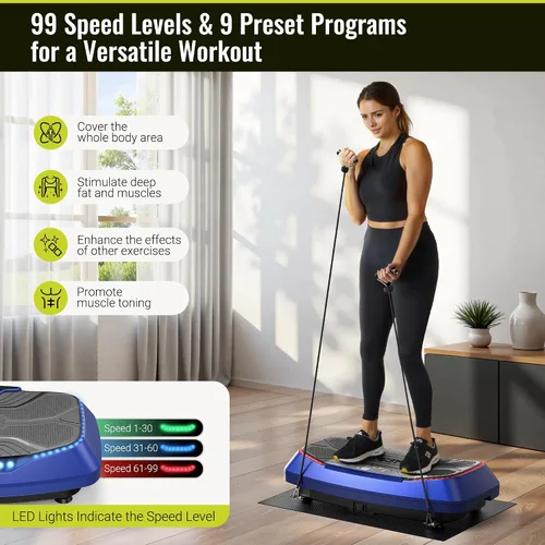 Vista 6 de FLYBIRD Vibration Plate Exercise Machine for Lymphatic Drainage, Adjustable Levels Full Body Workout, Curved Vibration Plate with Powerful Motor for