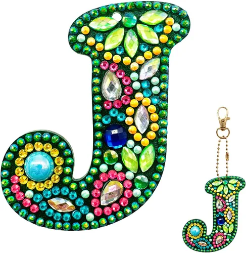 Vista 15 de YOYA Llaveros de Pintura de Diamantes de Doble Cara 5D Letras Kit de Llaveros de Pintura de Diamantes DIY Taladro Completo Arte de Diamantes