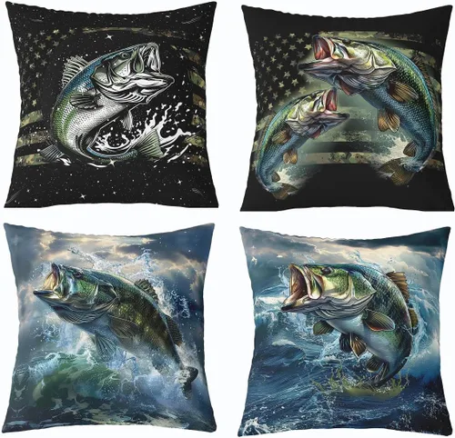 Vista 14 de Feelyou Fundas de Almohada Decorativas de León 16"x16" Juego de 4 Funda de Cojín Suave de Tigre Decoración de Lobo Funda de Almohada de Leopardo