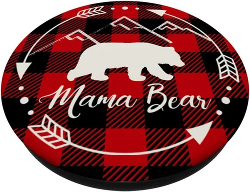Vista 2 de Regalo de mamá oso: búfalo a cuadros mamá oso de búfalo, agarre y soporte para teléfonos y tabletas, Negro