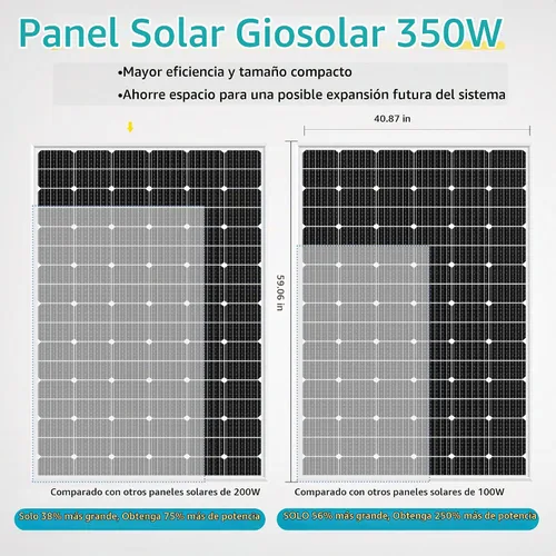 Vista 4 de Kit de panel solar de 2100 W para el hogar, 6 paneles solares monocristalinos de 350 W 24 V, controlador de carga MPPT de 100 A, montaje de soportes