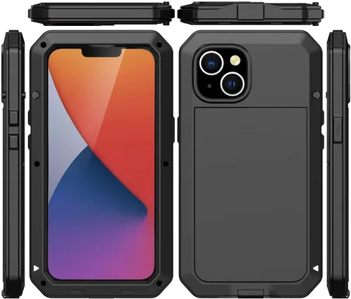 Vista 8 de Funda para iPhone 14, Cubierta Protectora de Cuerpo Completo 360 Resistente Heavy Duty a Prueba de Golpes Armadura Resistente Funda de Metal