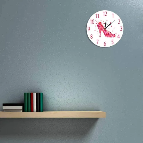 Vista 8 de The Geeky Days Reloj de pared con estampado de pétalos de rosa rosa con tacón alto y silencioso, arte de pared para mujer, dormitorio, femenino
