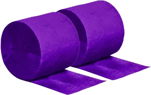 Vista 4 de Serpentinas de papel crepé morado para fiestas, 6 rollos, 1.77 pulgadas x 82 pies