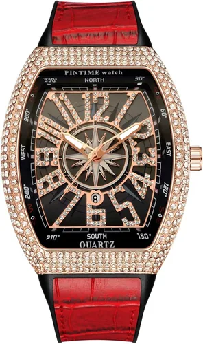 Vista 3 de Gosasa Reloj Tonneau único de moda para hombre con diamantes de imitación de cuarzo con correa de goma