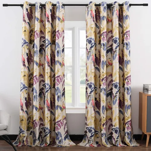 Vista 31 de Leeva Cortinas opacas para puerta corredera, cortinas de bloqueo de luz con hojas de serie azul, cortinas pesadas para ventanas de guardería, 2