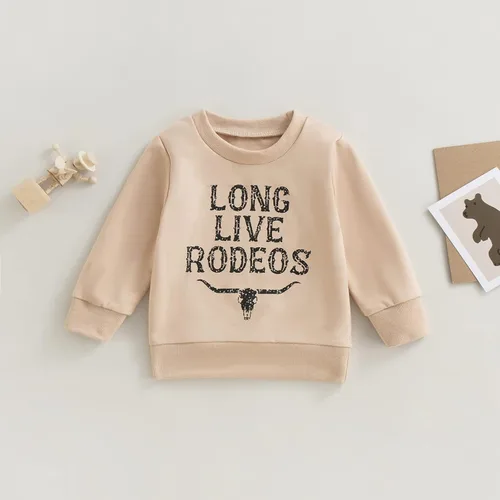 Vista 3 de Sudadera de manga larga con letras para bebés, niños, de gran tamaño, para otoño e invierno