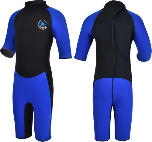 Vista 7 de Traje de neopreno de 3 mm para niños, niñas, niños pequeños y jóvenes; traje de baño completo térmico para agua fría; cremallera en la espalda