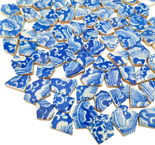 Vista 20 de Azulejos de mosaico de cerámica de porcelana de 1.1 libras, azulejos de mosaico irregulares rotos para suelo de manualidades, cocina, piscina