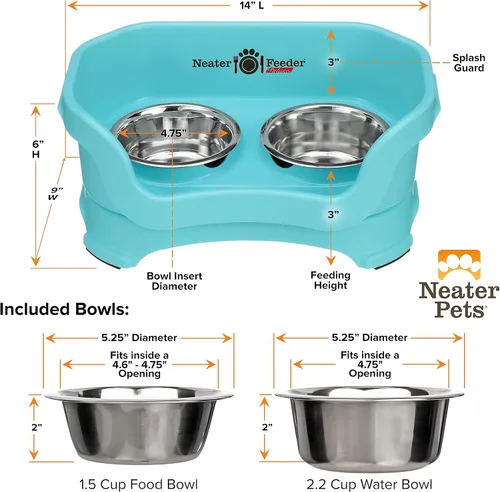 Vista 6 de Neater Pet Brands Neater Feeder Deluxe Cuencos para Perros Elevad os a Prueba de Derrames para Perros Pequeños Menos de 19 lbs, Fabricado en EE.UU.
