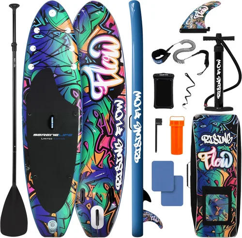 Vista 10 de SereneLife 10’6” Inflatable Stand Up Paddle Board with Premium SUP Accessories - 32” Wide Stable Design with Non-Slip EVA Deck Pad, for Youth and