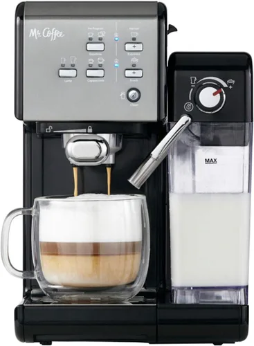 Vista 6 de Mr. Coffee Máquina de café espresso y capuchino de un solo toque en acero inoxidable negro