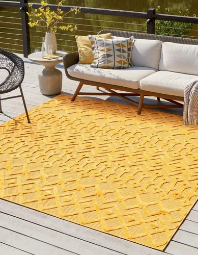 Vista 35 de Unique Loom Alfombra de área de la colección texturizada Trellis para exteriores, color osage, 2 x 3 pies, rectangular, color aguamarina