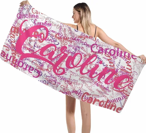 Vista 33 de Interestprint Toalla de piscina con nombre personalizado para niños, adultos y hombres, toalla de playa naranja personalizada con número