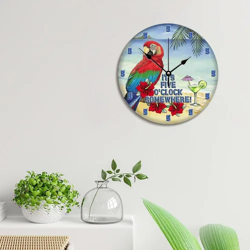 Vista 4 de ArogGeld Reloj de pared de regalo de jubilación Its 5 O CLOCK Somewhere Wood 10 Silent Non-Ticking Quartz funciona con pilas para sala de estar
