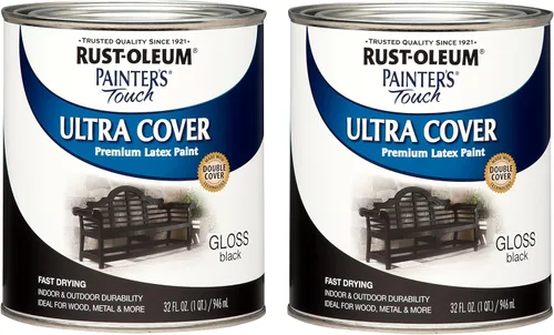 Vista 20 de Rust-Oleum 1976502 Painter's Touch - Pintura de látex, cuarto de galón, negro plano, 32 onzas líquidas, (paquete de 1)